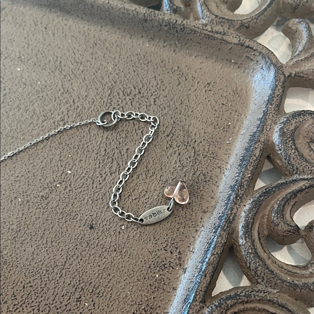 Chic Silver Necklace with Purple and Pink Gemstone - Picture 3 of 4